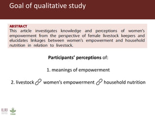 Measuring empowerment in agricultural development projects using WEAI and WELI