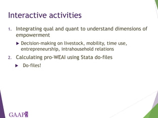 Measuring empowerment in agricultural development projects using WEAI and WELI
