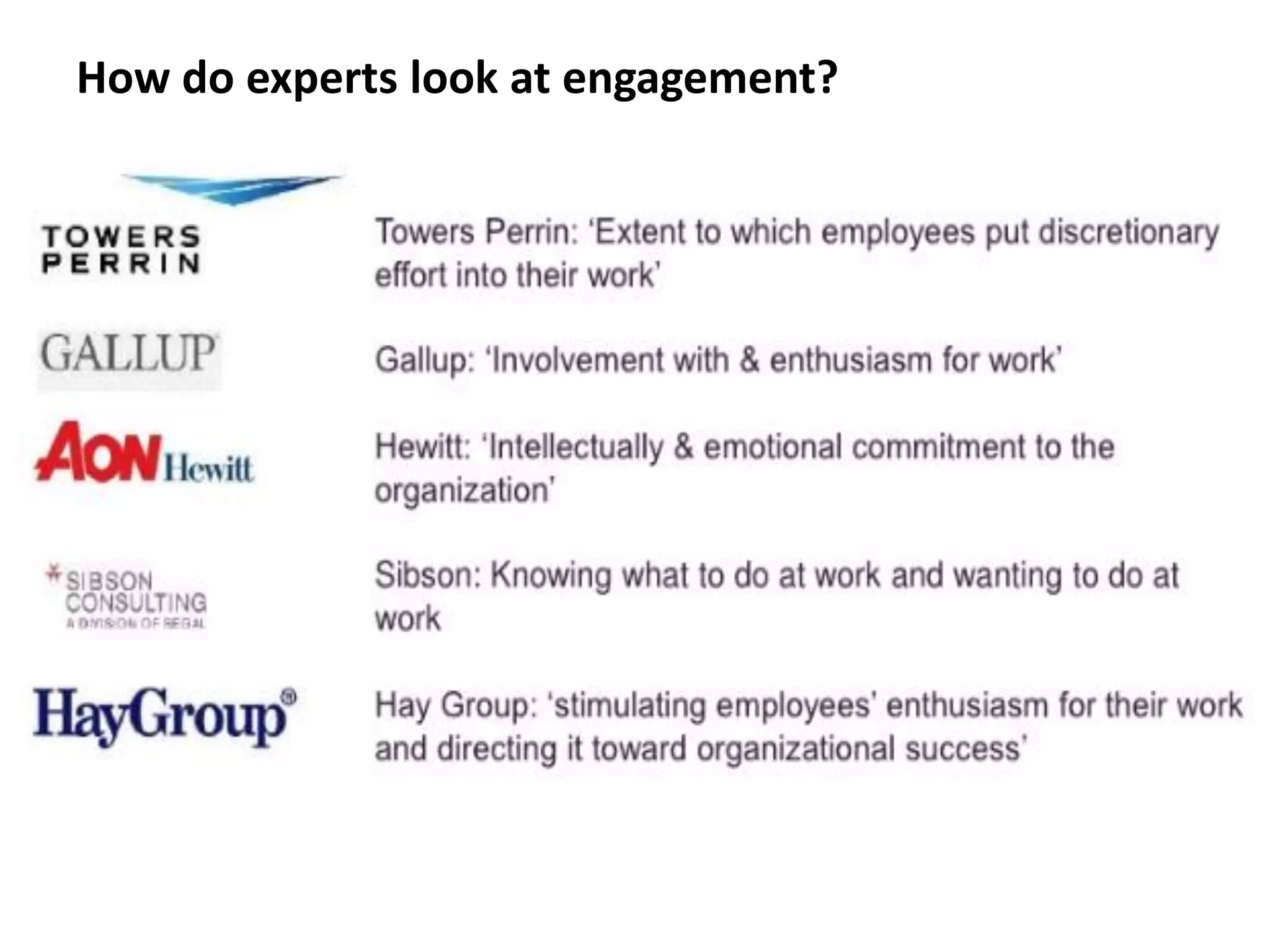 How do experts look at engagement?
 