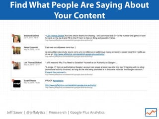 Jeff Sauer | @jeffalytics | #mnsearch | Google Plus Analytics
 