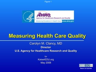 Figure 1




Measuring Health Care Quality
             Carolyn M. Clancy, MD
                      Director
  U.S. Agency for Healthcare Research and Quality

                        for
                   KaiserEDU.org
                     May 2008

                                                    Return to tutorials
 