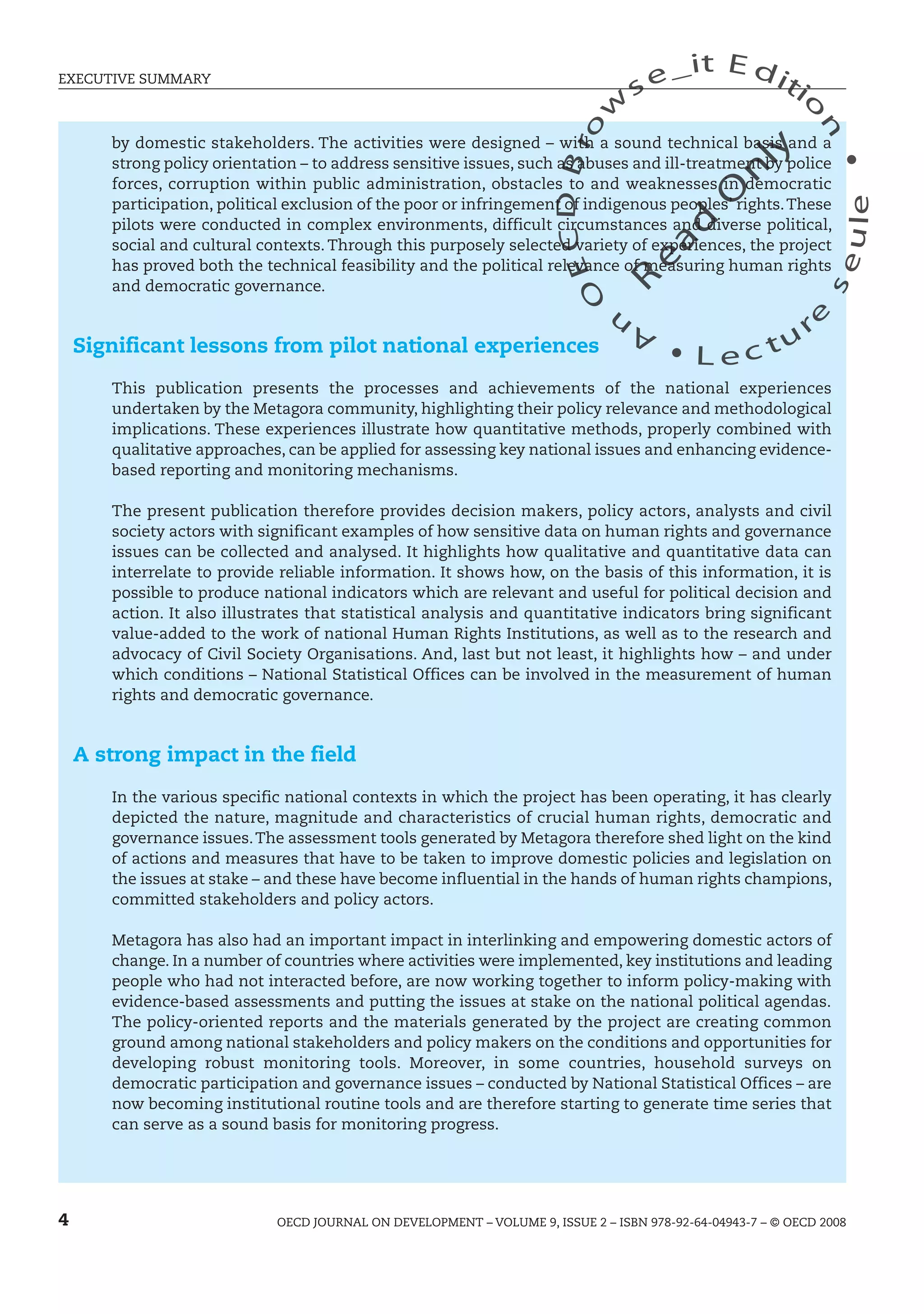 Measuring human rights and democratic governance experience and lessons ...