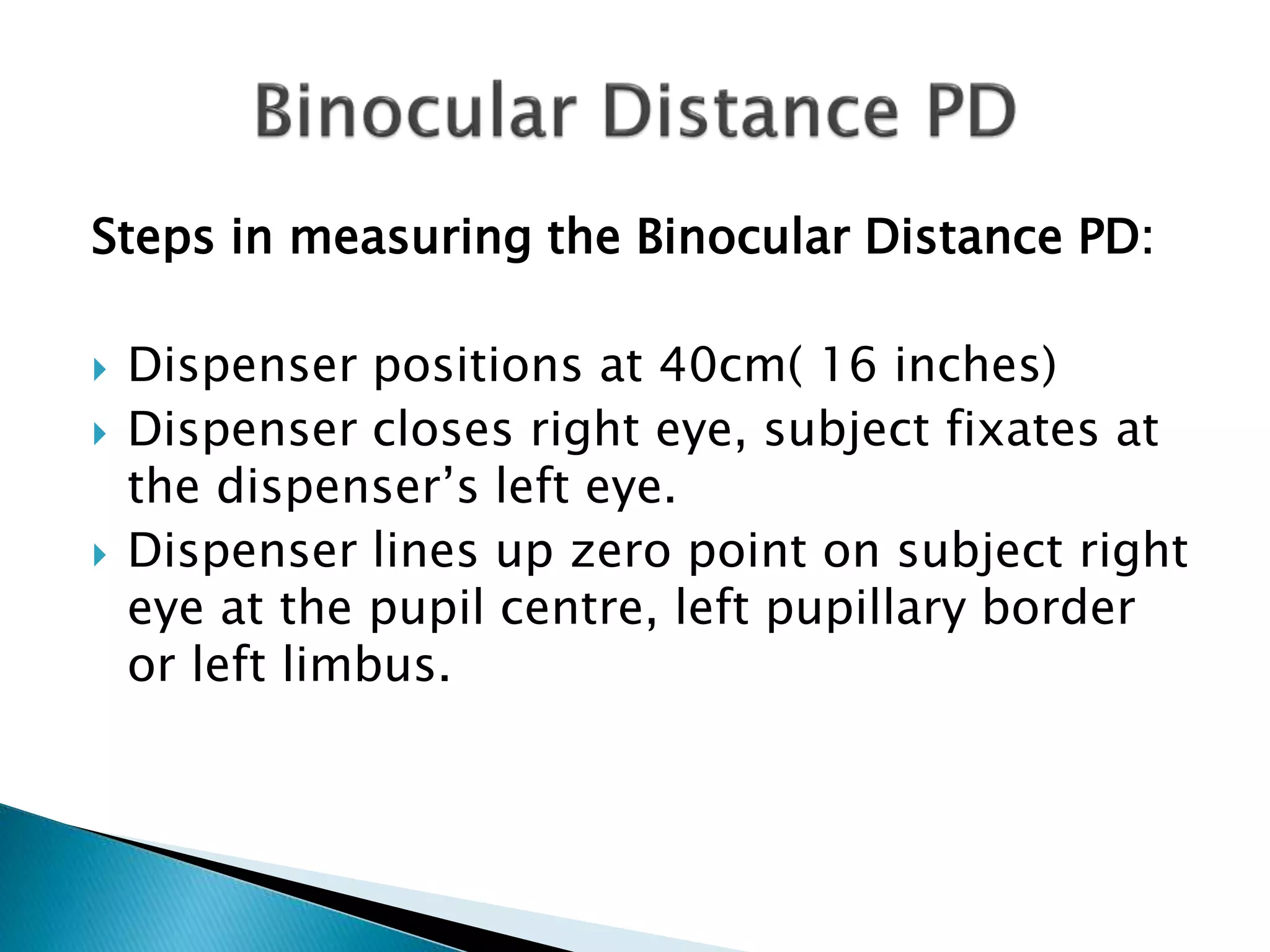 Measuring interpupillary distance PPT