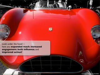 Look under the hood −
have you expanded reach, increased
engagement, built inﬂuence, and
improved action?




© 2009 Valer...