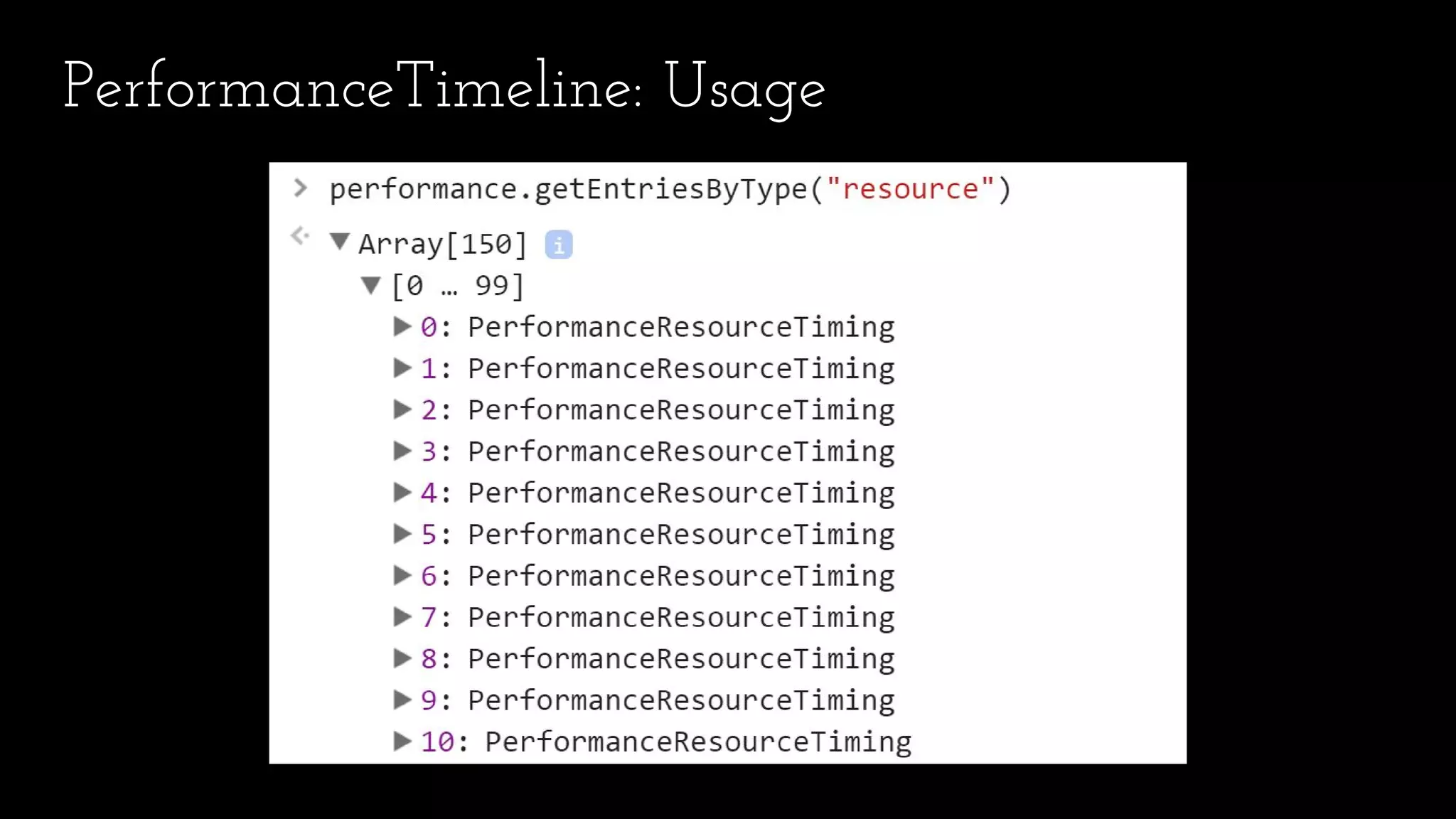 PerformanceTimeline: Usage
 