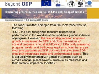 Measuring social and econ development beyond gdp | PPT