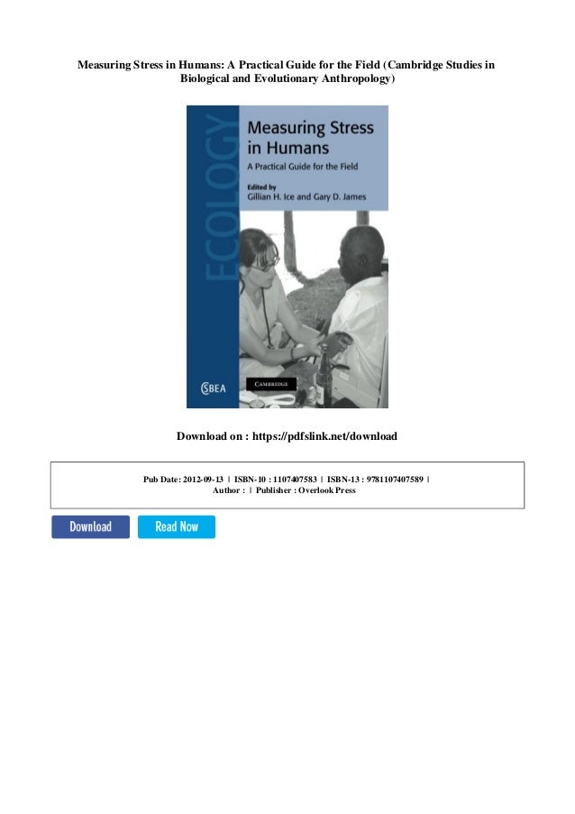 Measuring Stress In Humans A Practical Guide For The Field Cambridg