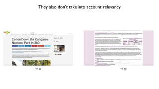 They also don’t take into account relevancy
TF 24 TF 50
 