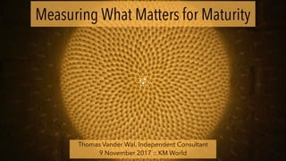Measuring What Matters for Maturity
Thomas Vander Wal, Independent Consultant
9 November 2017 :: KM World
 