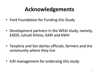 Measuring women's empowerment in Tanykina and Sot dairies of Nandi and Bomet Counties, Kenya