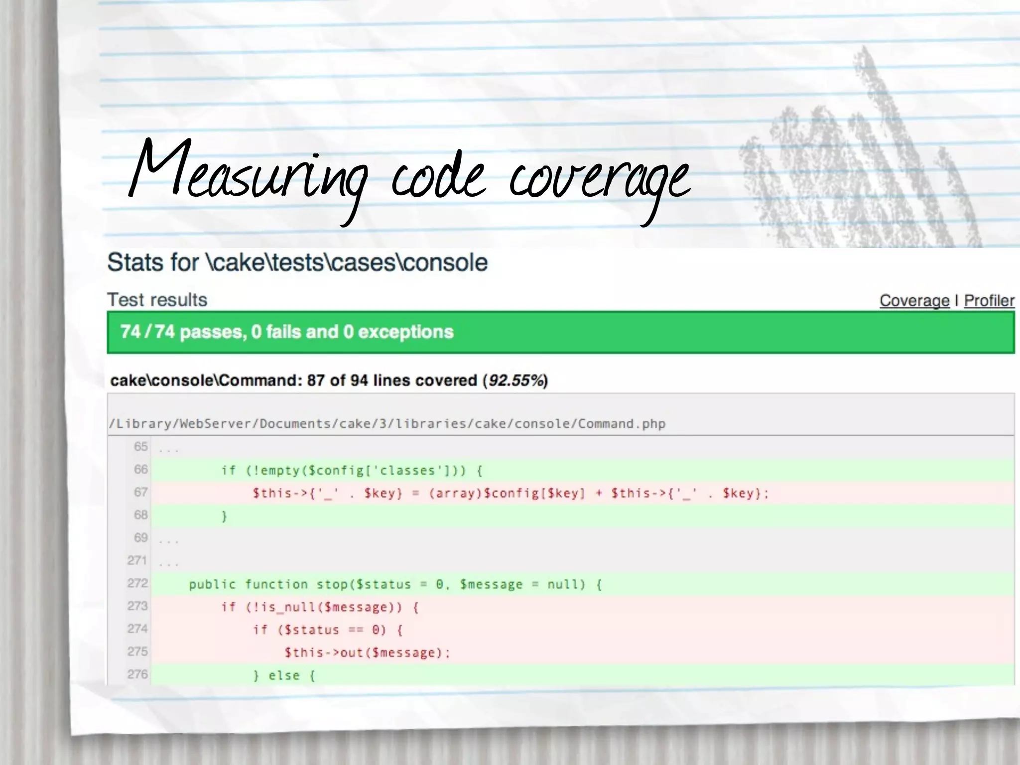 Measuring code coverage
 