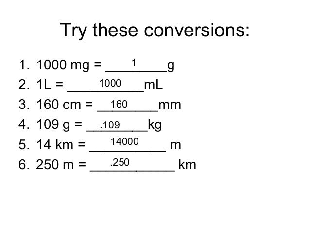 Measurement and conversion practice with answers