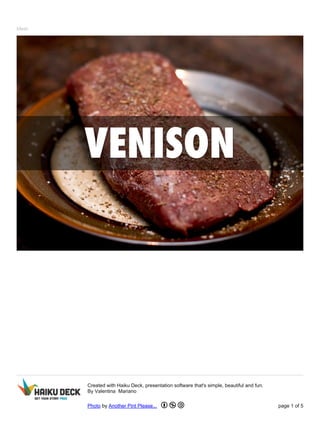 Meat
Created with Haiku Deck, presentation software that's simple, beautiful and fun.
By Valentina Mariano
Photo by Another Pint Please... page 1 of 5
 