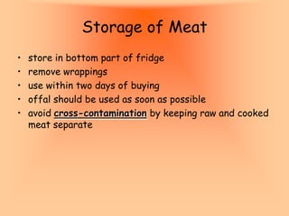 Preparing meat for cooking
• defrost fully before use
• remove extra fat
• wipe off excess blood with kitchen paper
 