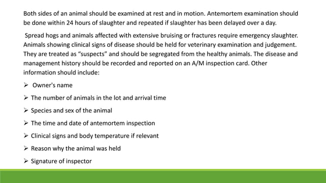 Meat hygiene and inspection | PPT