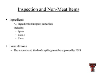 Spice Inspection Meat Inspection for the hotel managements students | PPT