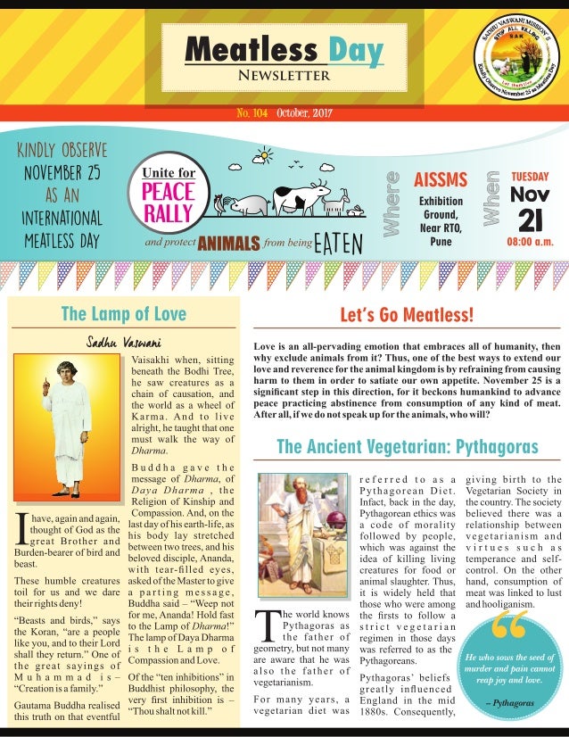 Meatless Day Newsletter, October, 2017