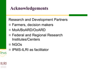 Meat and live animals value chain development: IPMS and partners experiences 