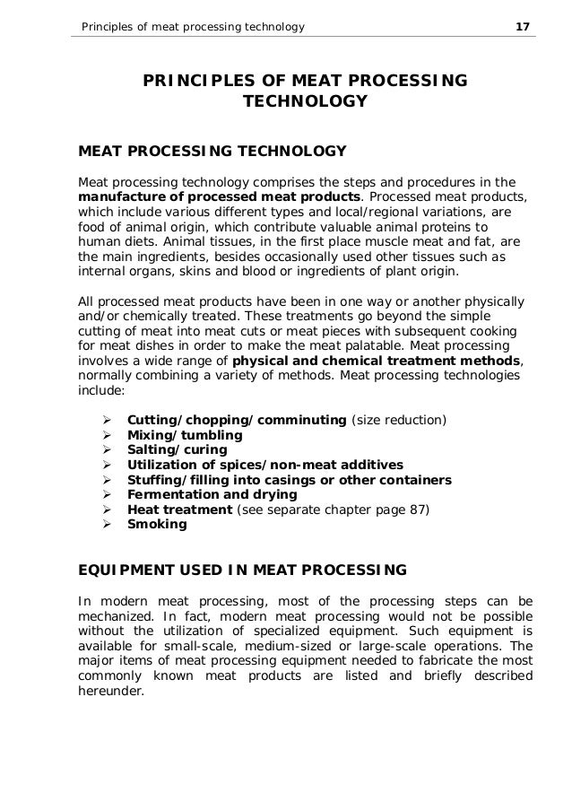 Meat processing technology for small to medium scale producers