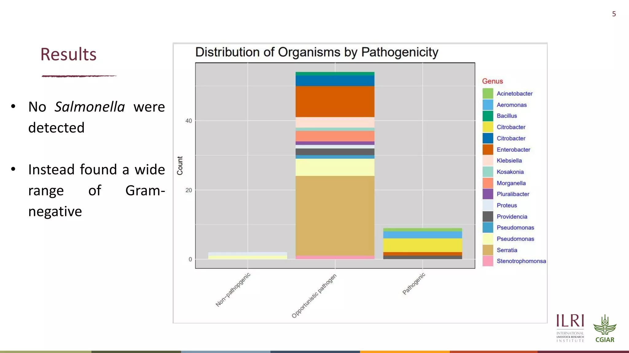 5
Results
• No Salmonella were
detected
• Instead found a wide
range of Gram-
negative
 
