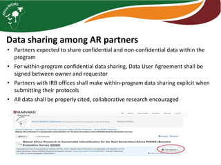 Monitoring, data management, and impact assessment in Africa RISING
