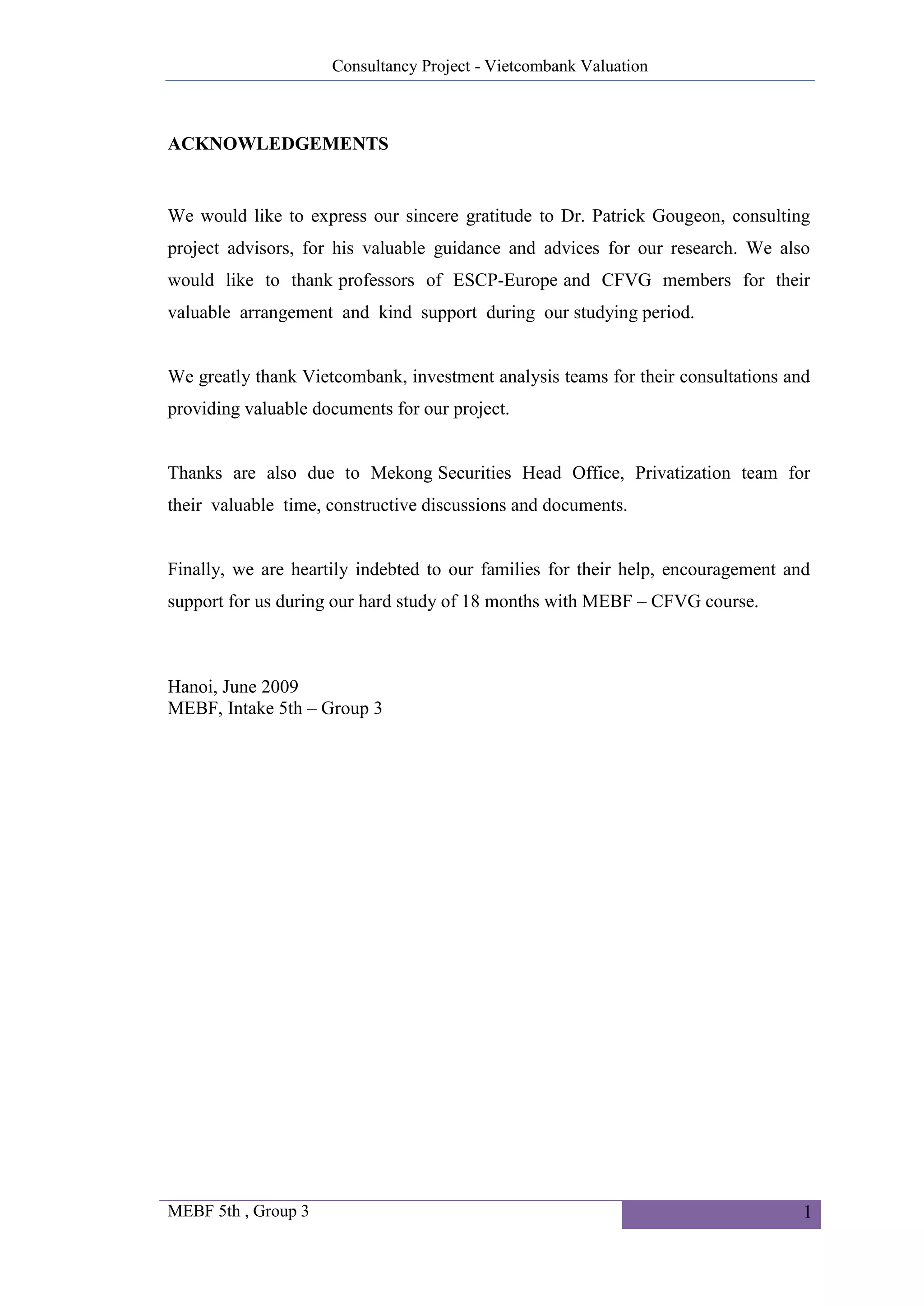Master in Economics of Banking and Finance 5th Thesis - Valuation of  Vietcombank | PDF