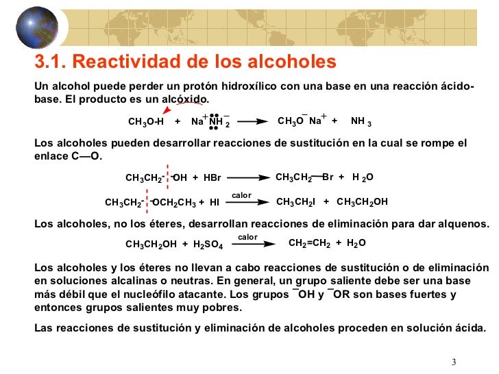 Mecanismos de reacción de los alcoholes