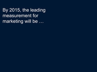 By 2015, the leading
measurement for
marketing will be …
 