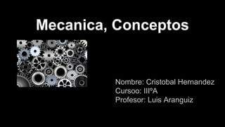Mecanica, Conceptos

Nombre: Cristobal Hernandez
Cursoo: IIIºA
Profesor: Luis Aranguiz

 