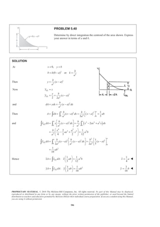 The equation implies that the center of gravity of DE must be to the right of C.
Then 2
1.14715 0.192386 0l l− + =
or
2
1.14715 ( 1.14715) 4(0.192386)
2
l
± − −
=
or 0.204 ml = or 0.943 ml = W
Note that 1
2
sin35 0l° − Ͼ for both values of l so both values are acceptable.
 