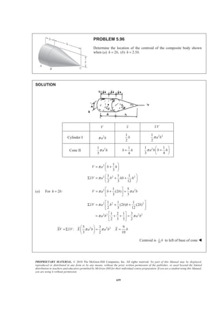 PROPRIETARY MATERIAL. © 2010 The McGraw-Hill Companies, Inc. All rights reserved. No part of this Manual may be displayed,
reproduced or distributed in any form or by any means, without the prior written permission of the publisher, or used beyond the limited
distribution to teachers and educators permitted by McGraw-Hill for their individual course preparation. If you are a student using this Manual,
you are using it without permission.
646
PROBLEM 5.85 (Continued)
With 0 and 6 ft:B h= = 0 6 ( 1) 6 ( 1)
1 5
d h
d
γ γ
γ
γ
′= − − −
− =
′
Data: 3
3
64 lb/ft
62.4 lb/ft
γ
γ
′ =
=
3
3
62.4 lb/ft
1 5
64 lb/ft
4.875 ft
d − =
= 5.88 ftd = W
 