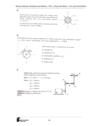 Mecânica Aplicada e Resistência dos Materiais – IFES – Campus São Mateus – Prof. João Paulo Barbosa

2)

3)

4)

142

 