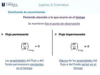 Capítulo 3: Cinemática
Clasificación de escurrimientos
 