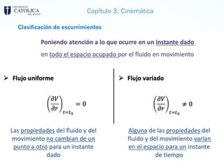 Capítulo 3: Cinemática
Clasificación de escurrimientos
 