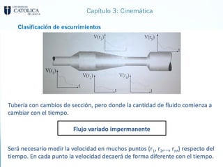 Capítulo 3: Cinemática
Clasificación de escurrimientos
 