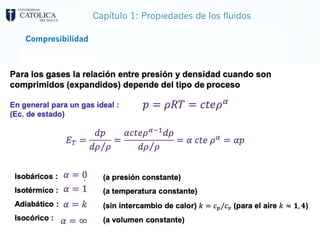 Capítulo 1: Propiedades de los fluidos
Compresibilidad
 