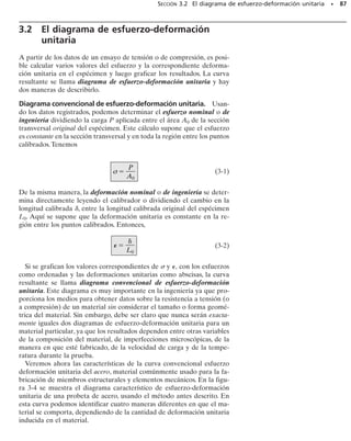PROBLEMAS • 81
5 pulg
0.02 pulg 5 pulg 0.02 pulg
A
y
0.01 pulg
5 pulg
x
Prob. 2-20
x
P
x
Prob. 2-21
x
x
L
= (x/L)e–(x/L)2
∋
Prob. 2-22
3 mm 3 mm
150 mm
y
x
B C
A D
200 mm
Probs. 2-23/24
300 mm
400 mm
D
A
y
x
3 mm
2 mm
B
C
Probs. 2-25/26
*2-20. La placa rectangular está sometida a la deformación
mostrada por las líneas punteadas. Determine las defor-
maciones unitarias cortantes y desarrolladas en el
punto A.
gx¿y¿
gxy
2-23. La placa rectangular está sometida a la deformación
mostrada por las líneas punteadas. Determine la deforma-
ción unitaria cortante promedio de la placa.
*2-24. La placa rectangular está sometida a la deformación
mostrada por las líneas punteadas. Determine las deforma-
ciones unitarias normales promedio a lo largo de la diagonal
AC y del lado AB.
gxy
2-21. Un alambre delgado situado a lo largo del eje x es de-
formado en modo tal que cada punto del alambre se despla-
za a lo largo del eje x. Si k es constante, ¿cuál
es la deformación unitaria normal en cualquier punto P a lo
largo del alambre.
¢x = kx2
2-22. El alambre está sometido a una deformación unitaria
normal definida por donde x está en milí-
metros.Si el alambre tiene una longitud inicial L,determine
el incremento en su longitud.
P = 1xL2e-1xL22
2-25. La pieza de caucho es inicialmente rectangular. De-
termine la deformación unitaria cortante promedio si las
esquinas B y D están sometidas a los desplazamientos que
ocasionan que el caucho se deforme como se muestra con las
líneas punteadas.
2-26. La pieza de caucho es inicialmente rectangular y está
sometida a la deformación mostrada por las líneas puntea-
das. Determine la deformación unitaria normal promedio a
lo largo de la diagonal DB y del lado AD.
gxy
02-Hibbeler 30/8/56 10:36 AM Página 81
 