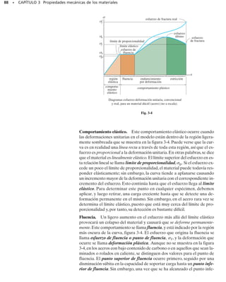 82 • CAPÍTULO 2 Deformación unitaria
A B
L
x
Prob. 2-29
L
—
2
L
—
2
A B
C
Prob. 2-30
2 pies
θ A
Probs. 2-31/32
y = 3.56 x1/4
y
B
P
A
D
C
x
2 pulg
Prob. 2-33
x
y
80 mm
50 mm
25 mm
100 mm
15 mm
10 mm
D
E
F
A
B
C
Probs. 2-27/28
2-27. El material se distorsiona y toma la posición puntea-
da mostrada.Determine (a) las deformaciones unitarias nor-
males promedio y la deformación unitaria cortante
en A,y (b) la deformación unitaria normal promedio a lo lar-
go de la línea BE.
*2-28. El material se deforma según las líneas punteadas
mostradas en la figura. Determine la deformación unitaria
normal promedio que se presenta a lo largo de las diagona-
les AD y CF.
gxy
Py
Px,
2-29. La carga no uniforme genera una deformación unita-
ria normal en la flecha que puede expresarse por
donde k es una constante. Determine el desplazamiento del
extremo B.Además,¿cuál es la deformación unitaria normal
promedio en la flecha?
Px = kx2
,
2-30. La carga no uniforme genera una deformación unita-
ria normal en la flecha que puede expresarse por
x=k sen
 x
,
donde k es una constante. Determine el desplazamiento del
centro C y la deformación unitaria normal promedio en to-
da la flecha.
	
 