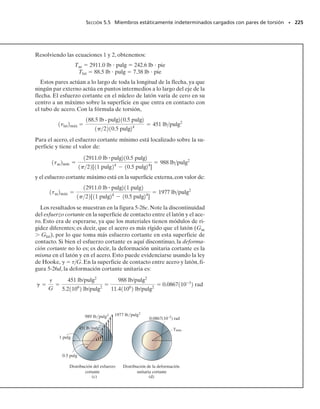 do el método de las secciones,se calculan los pares de torsión internos pa-
ra cada segmento, figura 5-19b. Según la regla de la mano derecha, con
pares positivos dirigidos hacia afuera del extremo seccionado de la flecha,
tenemos TAB  80 Nm, TBC   