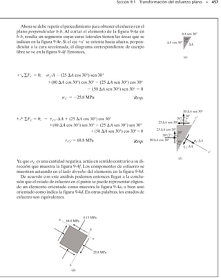 PROBLEMAS • 417
7-73. Determine la posición e del centro de cortante,pun-
to O, para el miembro de pared delgada que tiene la sec-
ción transversal mostrada.Todos los segmentos del miem-
bro tienen el mismo espesor t.
7-74. Determine la posición e del centro de cortante,pun-
to O, para el miembro de pared delgada que tiene la sec-
ción transversal mostrada.Todos los segmentos del miem-
bro tienen el mismo espesor t.
7-75. Determine la posición e del centro de cortante,pun-
to O, para el miembro de pared delgada que tiene una ra-
nura a lo ancho de uno de sus lados.
*7-76. Determine la posición e del centro de cortante,
punto O, para el miembro de pared delgada que tiene la
sección transversal mostrada. Todos los segmentos del
miembro tienen el mismo espesor t.
7-77. Determine la posición e del centro de cortante,pun-
to O, para el miembro de pared delgada que tiene la sec-
ción transversal mostrada.
d
d
O
d
—
2
d
—
2
d
e
Prob. 7-73
e
O
45°
45°
b
b
d
d
Prob. 7-76
h
b
O
b1
h1
b1
h1
e
Prob. 7-74
a
a
a
60°
60°
O
e
Prob. 7-77
100 mm
100 mm
100 mm
e
O
Prob. 7-75
07-Hibbeler 31/8/56 3:34 AM Página 417
 