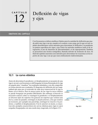 6
), que tiende a distorsionar al elemento
como se indica en la figura 10-7a. Determine las deformaciones unita-
rias principales en el punto, y la orientación correspondiente del ele-
mento.
Solución
Orientación del elemento. Según la ecuación 10-8,
512 • CAPÍTULO 10 Transformación de deformación unitaria
tan 2up =
gxy
Px - Py
=
80110-6
2
1-350 - 2002110-6
2
Así, 2	p   