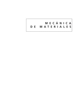 Materiales
Metálicos
Aleaciones
forjadas
de
aluminio
Aleaciones
de
hierro
colado
Aleaciones
de
cobre
Aleación
de
magnesio
Aleaciones
de
acero
Aleación
de
titanio
No
metálicos
Concreto
Plástico
reforzado
Madera
Grado
estructural
seleccionado
a
Los
valores
específicos
pueden
variar
para
materiales
particulares
debido
a
la
composición
de
la
aleación
o
el
mineral,
el
trabajo
mecánico
del
espécimen
o
el
tratamiento
térmico.
Vea
un
valor
exacto
del
valor
que
se
va
a
consultar
en
libros
de
referencia.
b
Las
resistencias
de
fluencia
y
última,
para
materiales
dúctiles,
se
suponen
iguales
en
tensión
y
compresión.
c
Medido
perpendicular
al
hilo.
d
Medido
paralelo
al
hilo.
e
Deformación
medida
perpendicular
al
hilo,
cuando
la
carga
se
aplica
siguiendo
el
hilo.
2014-T6
0.101
10.6
3.9
60
60
25
68
68
42
10
0.35
12.8
6061-T6
0.098
10.0
3.7
37
37
19
42
42
27
12
0.35
13.1
Gris
ASTM
20
0.260
10.0
3.9
–
–
–
26
97
–
0.6
0.28
6.70
Maleable
ASTM
A-197
0.263
25.0
9.8
–
–
–
40
83
–
5
0.28
6.60
Bronce
rojo
C83400
0.316
14.6
5.4
11.4
11.4
–
35
35
–
35
0.35
9.80
Bronce
C86100
0.319
15.0
5.6
50
50
–
95
95
–
20
0.34
9.60
[Am
1004-T61]
0.066
6.48
2.5
22
22
–
40
40
22
1
0.30
14.3
[Ti-6A1-4V]
0.160
17.4
6.4
134
134
–
145
145
–
16
0.36
5.20
Estructural
A36
0.284
29.0
11.0
36
36
–
58
58
–
30
0.32
6.60
Inoxidable
304
0.284
28.0
11.0
30
30
–
75
75
–
40
0.27
9.60
Herramientas
L2
0.295
29.0
11.0
102
102
–
116
116
–
22
0.32
6.50
Baja
resistencia
0.086
3.20
–
–
–
1.8
–
–
–
–
0.15
6.0
Alta
resistencia
0.086
4.20
–
–
–
5.5
–
–
–
–
0.15
6.0
Kevlar
49
0.0524
19.0
–
–
–
–
104
70
10.2
2.8
0.34
–
30%
vidrio
0.0524
10.5
–
–
–
–
13
19
–
–
0.34
–
Abeto
Douglas
0.017
1.90
–
–
–
–
0.30
c
3.78
d
0.90
d
–
0.29
e
–
Abeto
blanco
0.130
1.40
–
–
–
–
0.36
c
5.18
d
0.97
d
–
0.31
e
–
Propiedades
mecánicas
promedio
de
materiales
típicos
en
ingeniería
a
(Unidades
inglesas)
Peso
específico

(lb/pulg
3
)
Módulo
de
elasticidad
E
(10
3
)
klb/pulg
2
Módulo
de
rigidez
G
(10
3
)
klb/pulg
2
Resistencia
de
fluencia
(klb/pulg
2
)

Y
Tens.
Comp.
b
Corte
Resistencia
última
(klb/pulg
2
)

u
Tens.
Comp.
b
Corte
%
Alargamiento
espécimen
de
2
pulg
Relación
de
Poisson

Coef.
de
expansión
Térm.

(10
6
)/°F
00-PASTAS 1 Y 2 31/8/56 8:17 AM Página 4
 