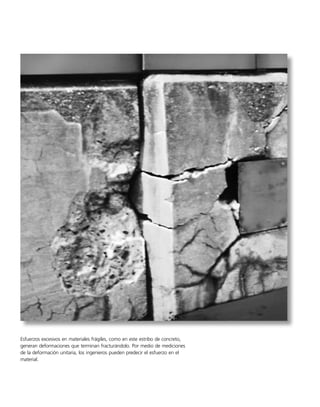 66 • CAPÍTULO 1 Esfuerzo
P R O B L E M A S D E R E P A S O
*1-112. Un perno atraviesa una placa de 30 mm de espe-
sor. Si la fuerza en el vástago del perno es de 8 kN, deter-
mine el esfuerzo normal promedio en el vástago,el esfuer-
zo cortante promedio a lo largo del área cilíndrica de la
placa definida por las líneas a-a y el esfuerzo cortante pro-
medio en la cabeza del perno a lo largo del área cilíndrica
definida por las líneas b-b.
1-113. La estructura de dos miembros está sometida a la
carga mostrada. Determine el esfuerzo normal promedio
y el esfuerzo cortante promedio que actúan en las seccio-
nes a-a y b-b. El miembro CB tiene una sección transver-
sal cuadrada de 2 pulg por lado.
1-114. Determine las cargas internas resultantes que ac-
túan sobre las secciones transversales por los puntos D y
E de la estructura.
1-115. La barra BC está hecha de acero cuyo esfuerzo
permisible de tensión es perm  155 MPa. Determine su
diámetro más pequeño para que pueda soportar la carga
mostrada. Suponga que la viga está conectada por un pa-
sador en A.
3 m 1.5 m
15 kN/m
C
B A
Prob. 1-115
4 pies
1.5 pies
A
D
5 pies
3 pies
C
2.5 pies
E
B
150 lb/pie
Prob. 1-114
8 kN
18 mm
7 mm
30 mm
8 mm a
a
b
b
Prob. 1-112
4 pies 4 pies
300 lb 
 pie
80 lb
60
30
A
B
C
b
b
a
a
Prob. 1-113
01-Hibbeler 28/8/56 5:13 AM Página 66
 