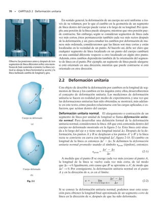 [[A 2337]]
Esfuerzos excesivos en materiales frágiles, como en este estribo de concreto,
generan deformaciones que terminan fracturándolo. Por medio de mediciones
de la deformación unitaria, los ingenieros pueden predecir el esfuerzo en el
material.
02-Hibbeler 30/8/56 10:36 AM Página 68
 