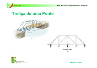 Aula 17 Prof. MSc. Luiz Eduardo Miranda J. Rodrigues 
Treliça de uma Ponte 
Mecânica Técnica 
 