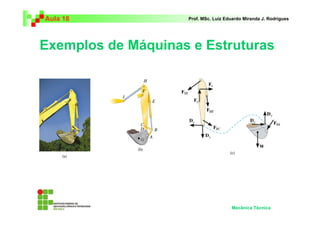 Aula 18 Prof. MSc. Luiz Eduardo Miranda J. Rodrigues 
Exemplos de Máquinas e Estruturas 
Mecânica Técnica 
 