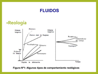 •Reología
FLUIDOS
Figura Nº1: Algunos tipos de comportamiento reológicos
 