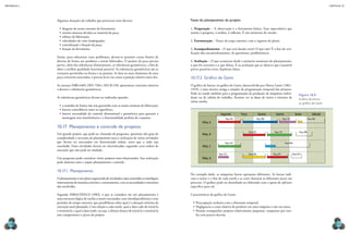CAPÍTULO 10
MECâNICA 2
228 229
Algumas situações de trabalho que provocam esses desvios:
•	desgaste da aresta cortante da ferramenta;
•	tensões internas devidas ao material da peça;
•	esforço da fabricação;
•	velocidades de corte inadequadas;
•	centralização e ixação da peça;
•	ixação da ferramenta.
Assim, para solucionar esses problemas, devem-se permitir certos limites de
desvios de forma aos produtos a serem fabricados. O projeto da peça precisa
prever, além das tolerâncias dimensionais, as tolerâncias geométricas, a im de
obter a melhor qualidade funcional possível. As tolerâncias geométricas são as
variações permitidas na forma e na posição. Se dois ou mais elementos de uma
peça estiverem associados, é preciso levar em conta a posição relativa entre eles.
As normas NBR 6409, DIN 7184 e ISO R-1101 apresentam conceitos relativos
a desvios e tolerâncias geométricas.
As tolerâncias geométricas devem ser indicadas quando:
•	a exatidão de forma não seja garantida com os meios normais de fabricação;
•	houver coincidência entre as superfícies;
•	houver necessidade do controle dimensional e geométrico para garantir a
montagem sem interferências e a funcionalidade perfeita do conjunto.
10.17 Planejamento e controle de projetos
Um grande projeto, que pode ser chamado de programa, apresenta alto grau de
complexidade e necessita de planejamento para a realização de várias atividades
que devem ser executadas em determinada ordem, antes que o todo seja
concluído. Essas atividades devem ser sincronizadas, seguindo certa ordem de
execução que não pode ser mudada.
Um programa pode constituir vários projetos inter-relacionados. Sua realização
pode demorar anos e requer planejamento e controle.
10.17.1 Planejamento
O planejamento é um plano organizado de atividades cujos conteúdos se interligam
internamente de maneira coerente e, externamente,com as necessidades e interesses
dos envolvidos.
Segundo HIRSCHFELD (1982), o que se considera em um planejamento é
uma estrutura lógica de tarefas a serem executadas, suas interdependências e seus
períodos de tempo normais, que possibilitam saber qual é a duração mínima da
execução total planejada. Com relação a cada tarefa, qual a data cedo de iniciá-la
e terminá-la, e qual a data tarde, ou seja, a última chance de iniciá-la e terminá-la
sem comprometer o prazo do projeto.
Fases do planejamento do projeto
1. Preparação – A observação é a ferramenta básica. Fase especulativa que
remete à pesquisa, à análise, à relexão. É um momento de estudo.
2. Estruturação – Nasce da etapa anterior, com o registro do plano.
3. Acompanhamento – O que está dando certo? O que não? É a fase da veri-
icação dos encaminhamentos, de questionar, problematizar.
4. Avaliação – O que aconteceu desde o primeiro momento do planejamento,
o que foi excessivo e o que faltou. É na avaliação que se observa que é possível
prever possíveis erros, hipóteses falsas.
10.17.2 Gráico de Gantt
O gráico de barras, ou gráico de Gantt, desenvolvido por Henry Gantt (1861-
1919), é uma técnica antiga e simples de programação temporal dos projetos.
Pode ser usada também para a programação da produção de máquinas indivi-
duais ou de células de trabalho. Permite ver as datas de início e término de
várias tarefas.
No exemplo dado, as máquinas fazem operações diferentes. As barras indi-
cam o início e o im de cada tarefa e as cores ilustram as diferentes peças em
processo. O gráico pode ser desenhado ou elaborado com o apoio de software
especíico para tal.
Características do gráico de Gantt:
•	Preocupação exclusiva com a dimensão temporal.
•	Negligencia o custo relativo de produzir em uma máquina e não em outra.
•	Permite acompanhar projetos relativamente pequenos, compostos por tare-
fas com poucos desvios.
Segunda Terça Quarta Quinta Sexta Sábado
Peça 291 Peça 386 Peça 123 Peça 382
Peça 291 Peça 737
Peça 123 Peça 382 Peça 291 Peça 914
Peça 994
Peça 737
Peça 386
Máq.A
Máq. B
Máq. C
Máq. D
Figura 10.9
gráico de barras,
ou gráico de gantt.
 