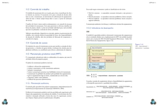 CAPÍTULO 11
MECâNICA 2
242 243
Essa tarefa requer treinamento e pode ser classiicada em três níveis:
•	Nível de consertos – os operadores executam instruções e não preveem o
futuro.
•	Nível de prevenção – os operadores anteveem problemas e fazem correções.
•	Nível de melhoria – os operadores anteveem problemas, fazem correções e
sugerem melhorias.
A manutenção autônoma visa alcançar o rendimento máximo dos equipamentos.
11.5.2 Indicadores de desempenho
OEE
A medida de capacidade produtiva relacionada à manutenção dos equipamentos
e/ou os resultados obtidos com a implementação da MPT são medidos mundial-
mente com a técnica do OEE (Overhall Equipment Efectiveness – Índice Glo-
bal de Eicácia dos Equipamentos, igura 11.4).
OEE
B
A
D
C
F
E
   = disponibilidade · desempenho · qualidade
As perdas e paradas do equipamento afetam a disponibilidade do equipamento,
o desempenho operacional e a qualidade dos produtos.
Disponibilidade % =
tempo total programado paradas pla
( )
− n
nejadas paradas não planejadas
tempo total programado pa
−
− r
radas planejadas
⋅100
Desempenho % =
tempo teórico de ciclo total de peças p
( )
⋅ r
roduzidas
tempo total programado paradas planejadas pa
− − r
radas não planejadas
⋅100
Qualidade % =
total de peças produzidas total de refugos
( )
− + retrabalhos
total de peças produzidas
( ) ⋅100
Tempo total programado (A)
Tempo total disponível
Tempo total da operação (B)
Produção desejada (C)
Produção real (D)
Produção real (E)
Velocidade reduzida
Paradas de processo
Falhas e setup
Sem programação
Produção
aprovada (F)
Perdidas por
qualidade na
partida
Qualidade
Desempenho
Disponibilidade
Figura 11.4
Oee – disponibilidade ×
desempenho × qualidade.
11.3 Controle do trabalho
O trabalho de manutenção deve ser orçado, para evitar a insatisfação do clien-
te (interno ou externo). O orçamento serve para a tomada de decisão sobre
fazer ou não a manutenção, em detrimento da substituição do equipamento.
Além do mais, o cliente sempre deseja saber o custo e o prazo de realização
do serviço.
O gráico de Gantt é muito usado no planejamento e no controle da execução
das atividades de manutenção. Serve para posicionar os diversos trabalhos em
forma de projeto, dando o caráter de atividade individual para cada atividade
que deve ser planejada e realizada de forma controlada.
Softwares especializados, disponíveis no mercado, ajudam no gerenciamento do
trabalho, com controles diários da quantidade de horas, das responsabilidades,
da duração do trabalho, além das atividades de fabricação de componentes e
controles de compras.
11.4 Controle de custos
Os relatórios de custos de manutenção servem para auxiliar as tomadas de deci-
são gerenciais, e o histórico de gastos facilita a realização dos cálculos para im-
plementar melhorias, ou a justiicativa para efetuar a substituição de máquinas.
11.5 Manutenção produtiva total (MPT)
É a manutenção realizada por todos os colaboradores da empresa, por meio de
atividades diárias de pequenos grupos.
Os pilares da manutenção produtiva total são:
•	melhorar a eicácia dos equipamentos;
•	realizar o autorreparo, ou seja, manutenção autônoma;
•	planejar a manutenção;
•	treinar o pessoal para aumentar suas habilidades técnicas de manutenção;
•	manutenção da qualidade dos produtos pela qualidade dos equipamentos;
•	gerir os equipamentos logo no início, considerando seu ciclo de vida;
•	segurança, saúde e meio ambiente;
•	melhoria dos processos administrativos.
11.5.1 Manutenção autônoma
É realizada pelos operadores dos próprios equipamentos, independentemente da
interferência do departamento de manutenção (MORAES, 2004).
Evidências de manutenção produtiva total são percebidas pela organização, pela
limpeza dos equipamentos e do ambiente de trabalho. O envolvimento dos fun-
cionários é alcançado utilizando a técnica dos cinco S’s: organização, arruma-
ção, limpeza, limpeza pessoal ou padronização e disciplina.
 