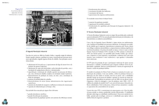 CAPÍTULO 8
MECâNICA 2
126 127
A Segunda Revolução Industrial
Essa fase teve início em 1860 nos Estados Unidos, o segundo estágio de industria-
lização, quando começou a produção em massa, caracterizada por processos mecâ-
nicos especializados, exigindo rigorosa divisão do trabalho. Suas principais caracte-
rísticas foram:
•	substituição do ferro pelo aço e o aparecimento das ligas de metais leves e de
produtos da química industrial;
•	substituição do vapor pela eletricidade e pelos derivados do petróleo, com a
introdução de equipamentos elétricos e automatizados;
•	especialização e rotinização do trabalho operário nos processos de fabrica-
ção, com a divisão do trabalho complexo em atividades simples (unitárias);
•	desenvolvimento da produção em massa, em série, com a introdução da
linha de montagem;
•	aumento da produtividade do trabalho;
•	desenvolvimento de novas formas administrativas das organizações
capitalistas;
•	aumento da velocidade do transporte e melhorias no sistema de comunicação;
•	expansão da industrialização na Europa e Ásia.
Esse período icou marcado por alguns fatos relevantes:
•	grandes descobertas cientíicas;
•	grande diversiicação de produtos;
•	enriquecimento da população (porém com aumento das diferenças sociais);
Figura 8.3
as primeiras fábricas
dependiam de força
hidráulica, ferro e carvão.
•	fortalecimento dos sindicatos;
•	crescimento do poder das indústrias;
•	crescimento dos bancos;
•	aparecimento das empresas multinacionais.
Os resultados sociais dessa revolução foram:
•	aumento da população mundial;
•	organização da sociedade ocidental;
•	fortalecimento do capitalismo pela formação da burguesia industrial e do
proletariado.
A Terceira Revolução Industrial
A Terceira Revolução Industrial ocorreu no Japão (foi percebida pelos ocidentais)
a partir da década de 1970. Foi marcada pelo desenvolvimento da informática e da
eletroeletrônica na indústria automobilística.
Com o im da Segunda Guerra Mundial, o Japão iniciou sua modernização,
com a melhoria da qualidade nos processos industriais. As alterações nos mode-
los de trabalho que se seguiram, especialmente as propostas pela Toyota, deram
novo fôlego à indústria automobilística e proporcionaram mudança signiicativa
na forma de produzir e de pensar do mundo na época. Criou-se o que se chama
Sistema Toyota de Produção (STP). Iniciado em 1950, somente na década de
1970, esse sistema passou a ser percebido pelos Estados Unidos, que começa-
ram a importar os carros japoneses, incomodando a indústria local, pois eram
menores, mais econômicos e mais confortáveis, o que agradou o consumidor
norte-americano.
O STP parte do princípio de que a participação intelectual de quem executa
diretamente o trabalho é fundamental para assegurar melhores níveis de pro-
dutividade e qualidade. Alterou-se profundamente o sistema de segmentação de
funções e tarefas da produção fordista.
O modelo de produção de Henry Ford se baseia na economia de escala e pa-
dronização dos produtos. Com esse modelo, a linha de produção favoreceu a
fabricação em série (todos os veículos eram da cor preta), com o trabalhador
alienado, ixado em seu posto de trabalho e apoiado no conceito de tempo pre-
determinado. Ford produziu seu primeiro carro em 1896, em sua oicina caseira.
Organizou a linha de montagem e com ela produziu, entre 1908 e 1927, 15
milhões de unidades do modelo Ford T, um carro de baixo preço, feito pelos me-
lhores trabalhadores. Ford revolucionou a forma de fazer automóveis e atendeu
as expectativas dos consumidores de sua época.
A partir dos anos 1970, a customização em massa passou a ser o foco da indús-
tria para atender os clientes, produzindo veículos diferenciados. O trabalhador
alienado cedeu lugar ao trabalhador multifuncional. Nesse novo método de tra-
balho, apoiado pela tecnologia, convoca-se o trabalhador para opinar sobre a
melhor forma de organizar e produzir.
HultOn
arCHive/stringer/gettYimages
 